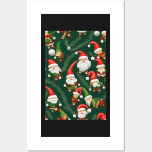 Christmas Seamless Pattern, Santa and Christmas Gnomes #9 Posters and Art